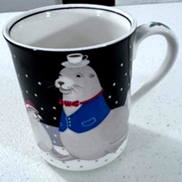 "NORITAKE" Epoch Christmas Party Mugs ,Seals, Micro, Oven, and Dishwasher Safe - Picture 4 of 7